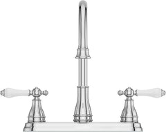 2-Handle Kitchen Sink Faucet with Side Sprayer High Arc Polished Chrome Finish 1.8 GPM Flow Rate 3 or 4 Hole Installation Ceramic Disc Valve