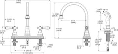 2-Handle Kitchen Sink Faucet with Side Sprayer High Arc Polished Chrome Finish 1.8 GPM Flow Rate 3 or 4 Hole Installation Ceramic Disc Valve