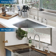 Kitchen Faucet with Side Sprayer, 2-Handle 4 Hole, Brushed Nickel