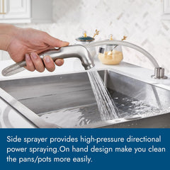 Kitchen Faucet with Side Sprayer, 2-Handle 4 Hole, Brushed Nickel