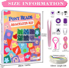 24Color 1000PCS Kandi Pony Beads Bracelets Jewelry Making Kits