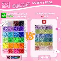 24Color 1000PCS Kandi Pony Beads Bracelets Jewelry Making Kits