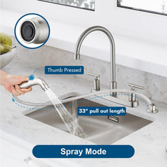 Kitchen Faucet with Side Sprayer, 2-Handle 4 Hole, Brushed Nickel