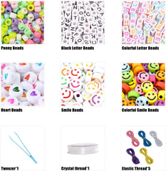 24Color 1000PCS Kandi Pony Beads Bracelets Jewelry Making Kits